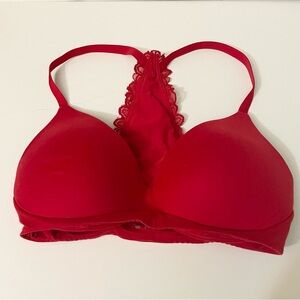 Aerie Real Sunnie Wireless Bra Red Lace Racerback 32D